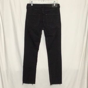 H&M & Denim Slim Ankle High Waist Raw Hem Black Jeans Size 32